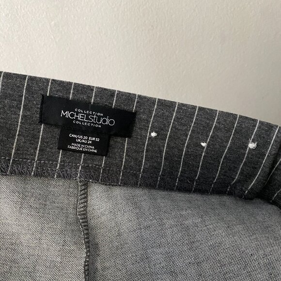 Michel Studio Collection Grey White Pinstripe Pants - Picture 3 of 12